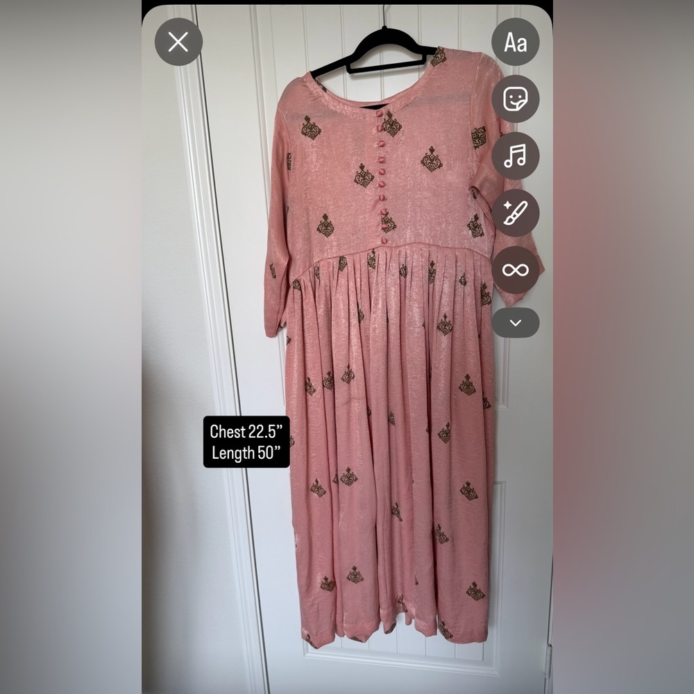 Pink Maxi Dress with Embroidered Accents